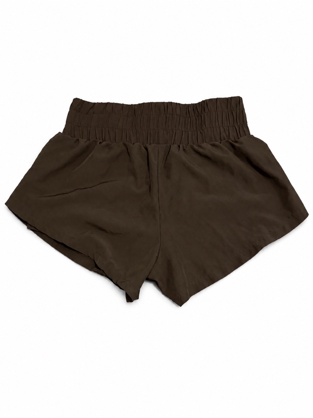 High-Waist Brown Athletic Shorts with Elastic Waistband